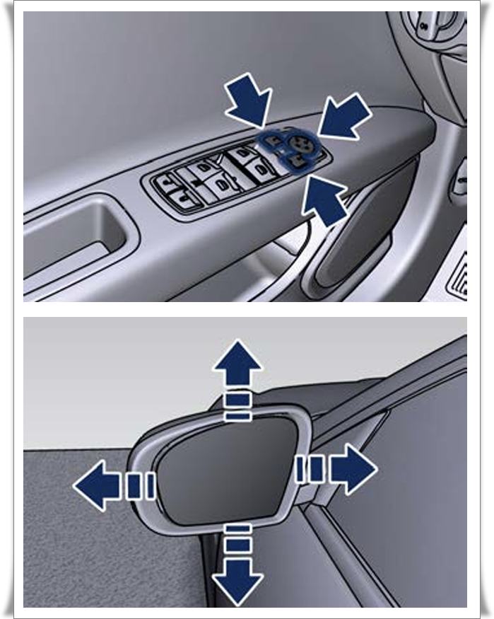 운전석 도어 미러 컨트롤 스위치 및 방향조절 토글 스위치
