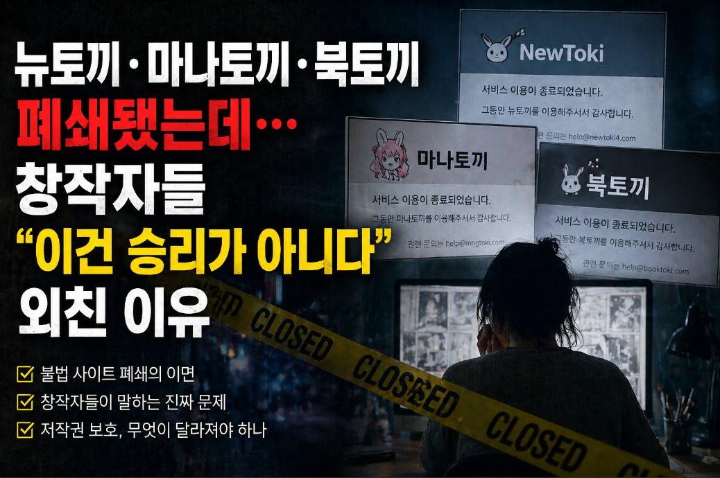 뉴토끼&middot;마나토끼&middot;북토끼 폐쇄에도 창작자들이 기뻐하지 않는 이유