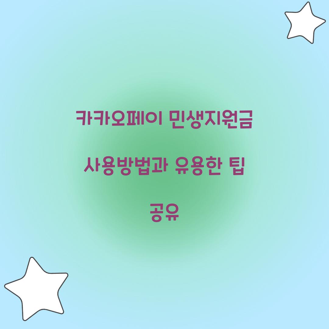 카카오페이 민생지원금 사용방법