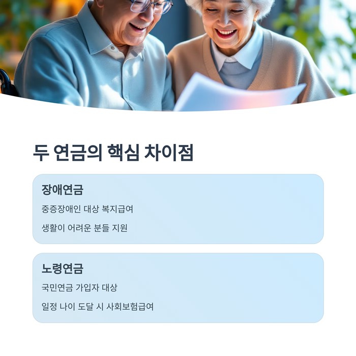 장애연금과 노령연금 중복수급 및 신청 시 주의사항 요약 이미지