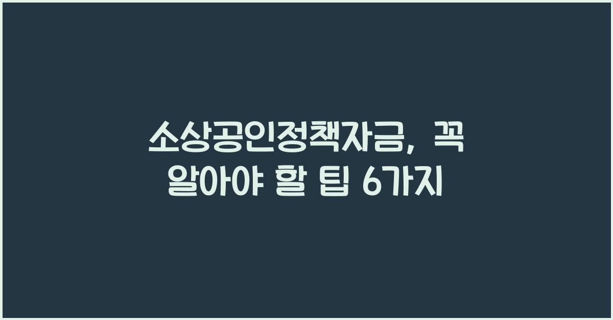 소상공인정책자금