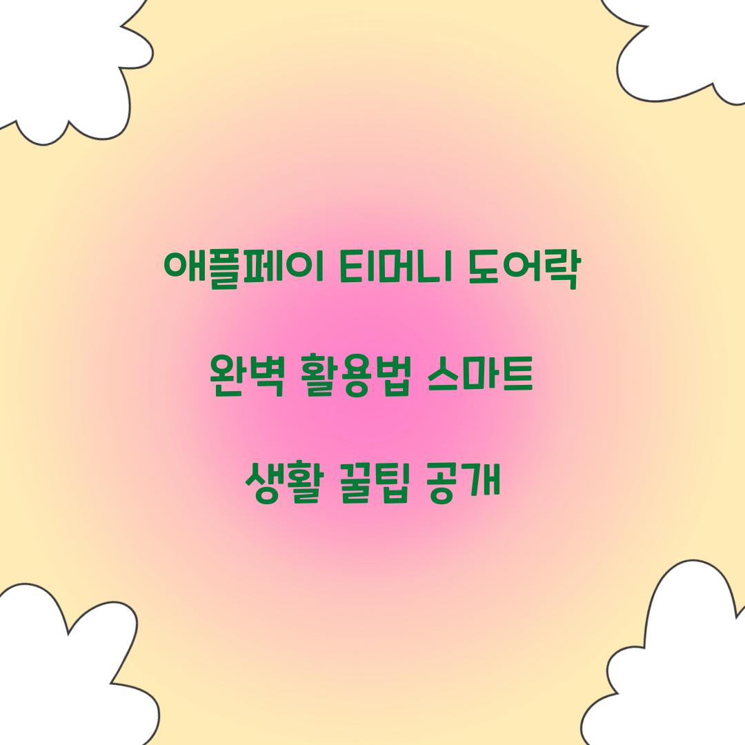 애플페이 티머니 도어락