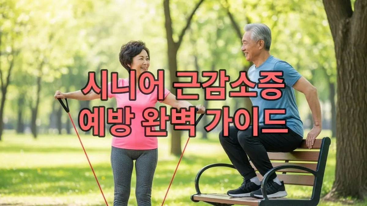 활동적인 시니어 부부가 공원에서 운동하며 근감소증을 예방하는 건강하고 활기찬 모습