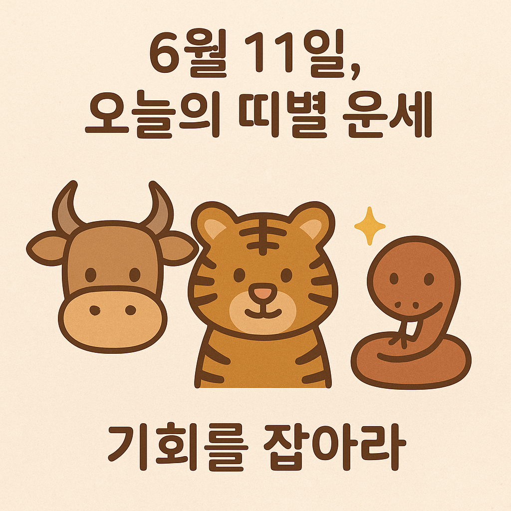 #오늘의운세#소띠 #호랑이띠 #뱀띠