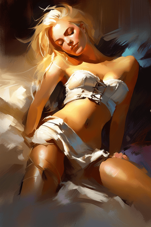 Playground AI로 생성한 그림(3) - 코르셋 입고 잠든 여성