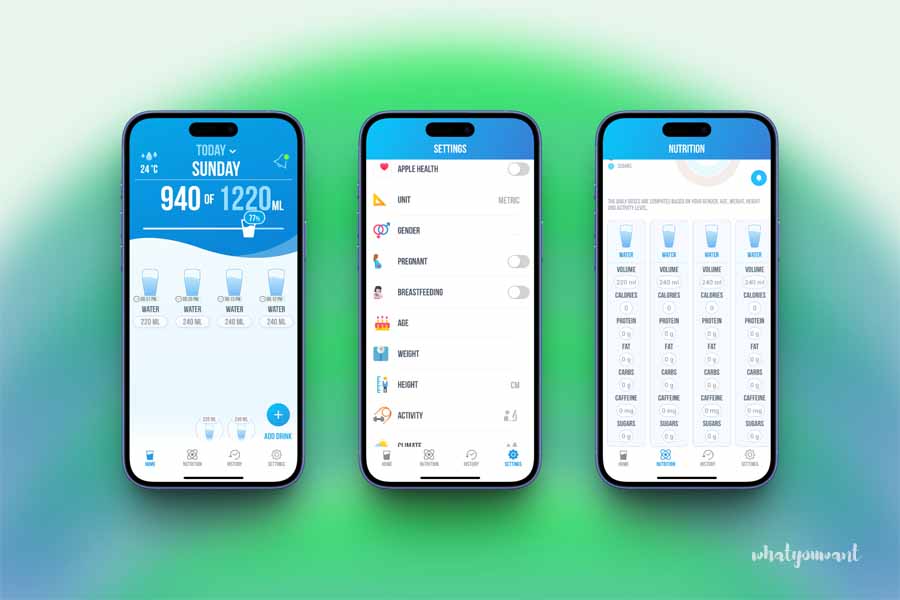 Water Reminder 앱 화면