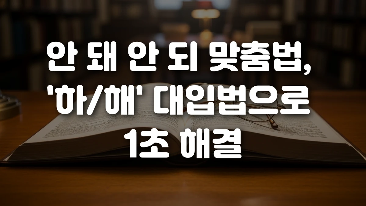 안 돼 안 되 맞춤법 하 해 대입법으로 1초 해결