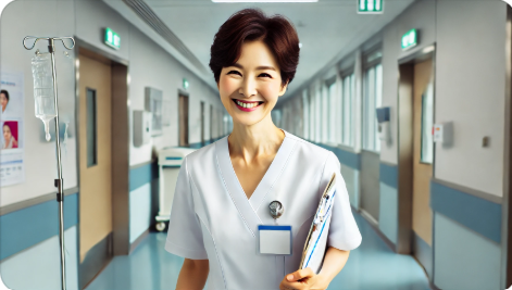 중년 간호사의 활기찬 모습
