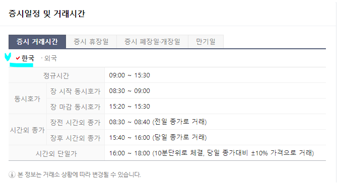 주식 거래시간