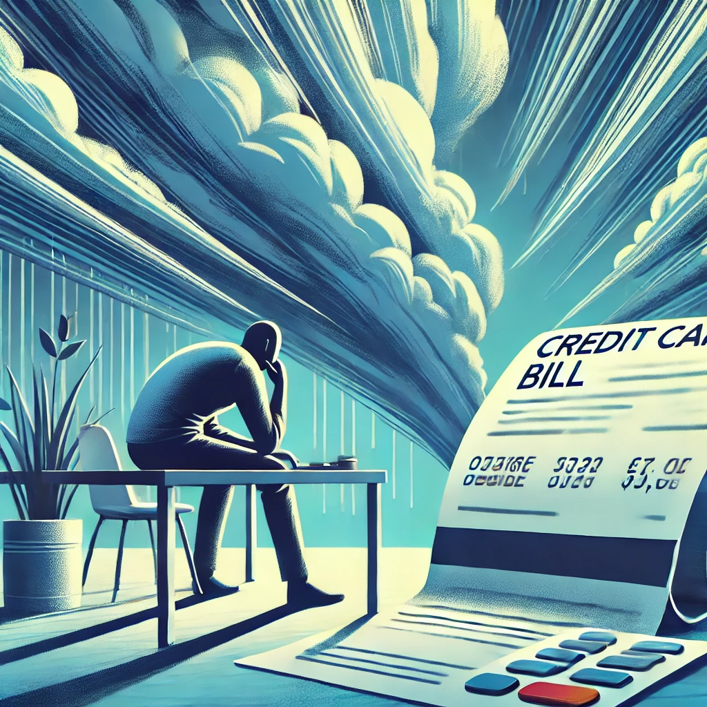 카드연체로 힘들어하는 이미지