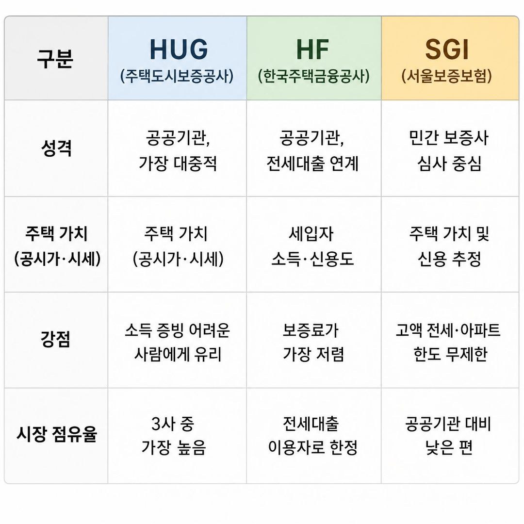전세보증 3사 비교