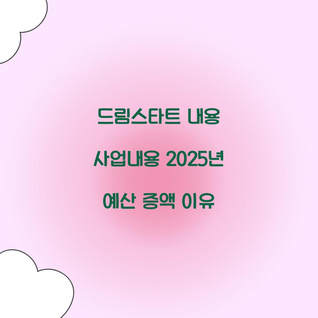 드림스타트 내용 사업내용 2025년 예산 증액 이유 