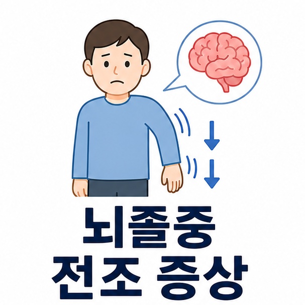 한쪽 얼굴과 팔의 마비를 통해 갑자기 나타나는 뇌졸중 의심 증상을 보여주는 그림