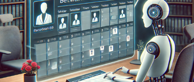 후보자와 면접관 간의 일정을 조율하는 모습 표현