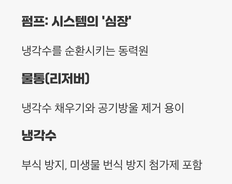 생명의 순환, '펌프/물통'과 '냉각수'