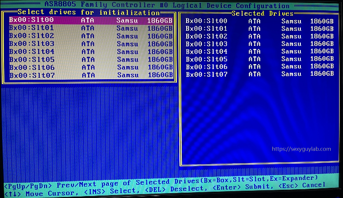 초기화 디스크 선택 화면