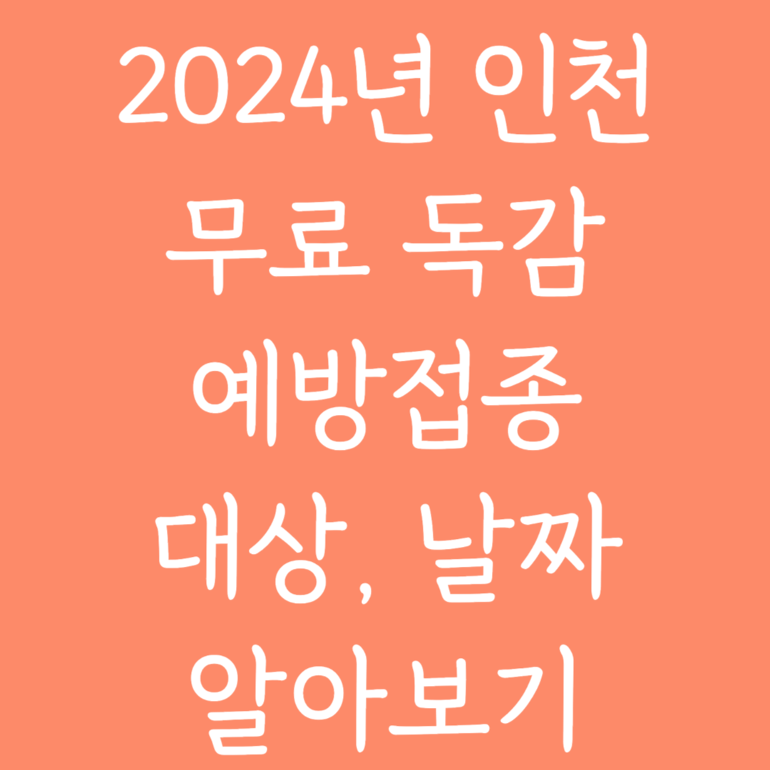 2024년 인천 무료 독감 예방접종 대상, 날짜 알아보기