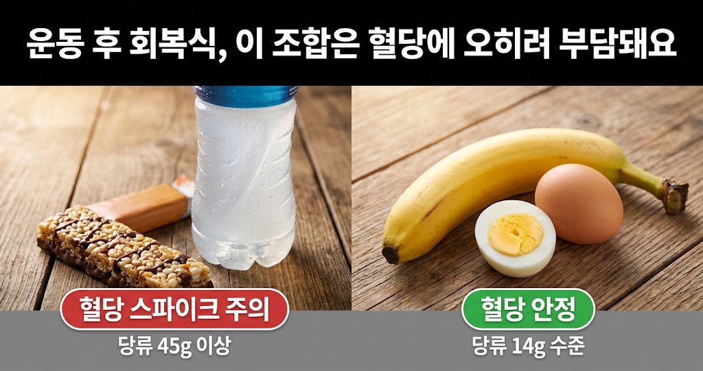 운동 후 회복식, 이 조합은 혈당에 오히려 부담돼요