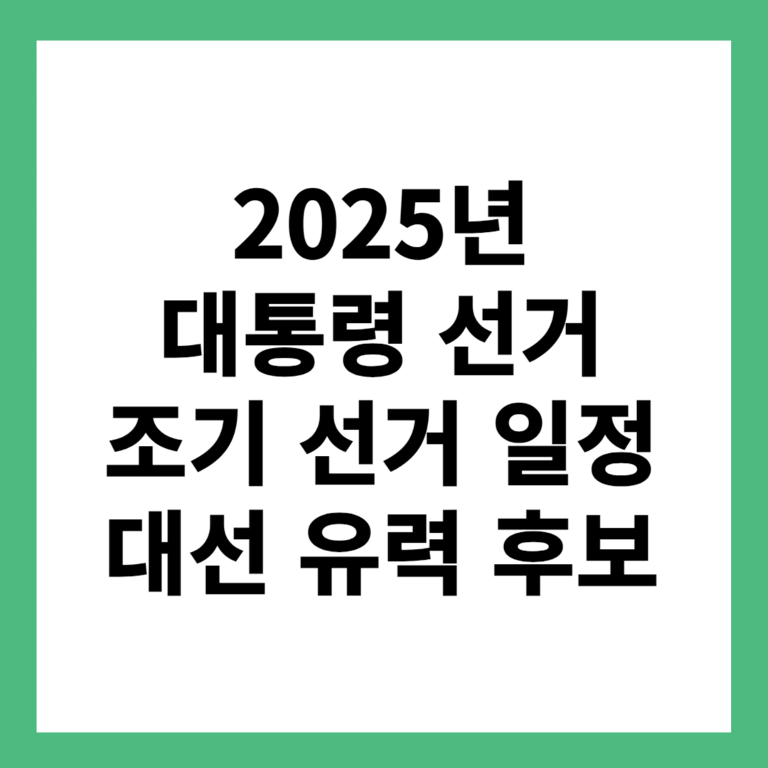 2025년 대통령 선거 조기 선거 일정 대선 유력 후보 정리
