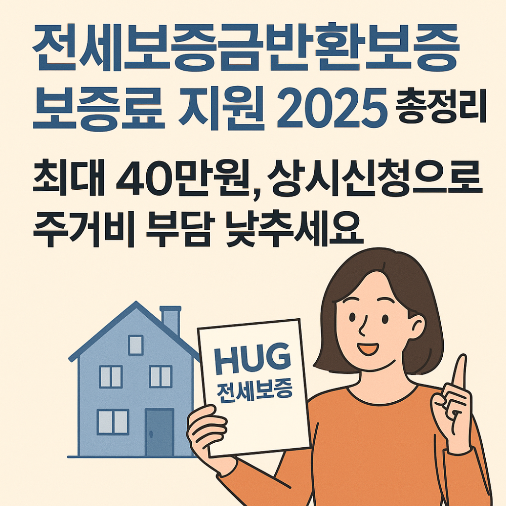 전세보증금반환보증 보증료 지원 2025 총정리 — 최대 40만원, 상시신청으로 주거비 부담 낮추세요 썸네일