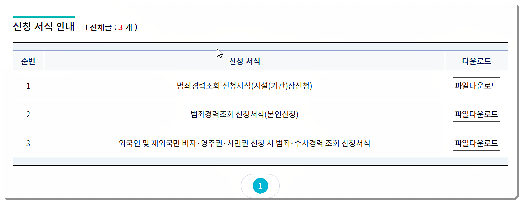 범죄경력회보서 발급시스템 신청 서식