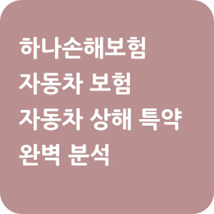 하나손해보험 자동차 보험 자동차 상해 특약 완벽 분석