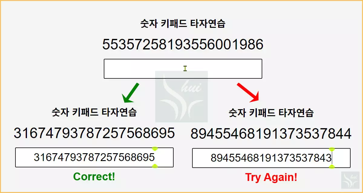 숫자패드 연습 사용법