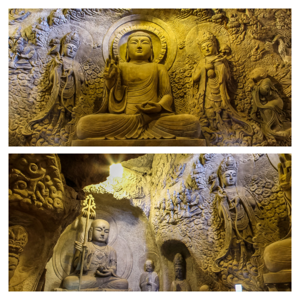 석굴 법당 내부 부처님시절 영산회상도 조각