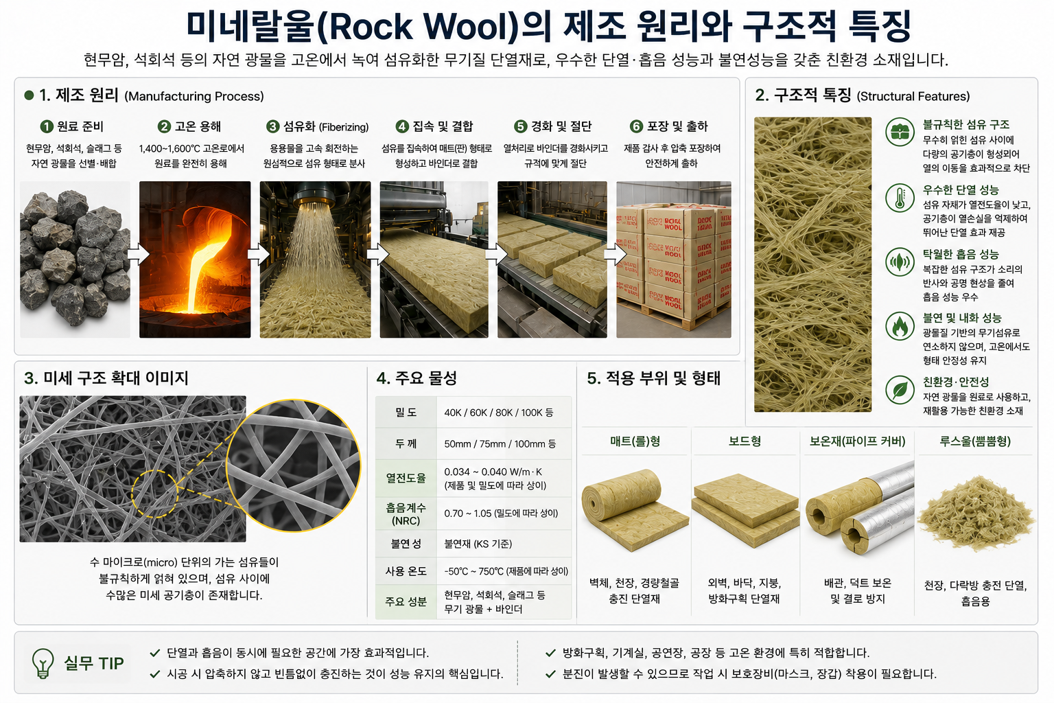 미네랄울의 제조 원리와 구조적 특징
