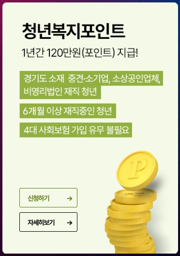 2025년 경기도 청년 복지포인트 120만원 신청방법