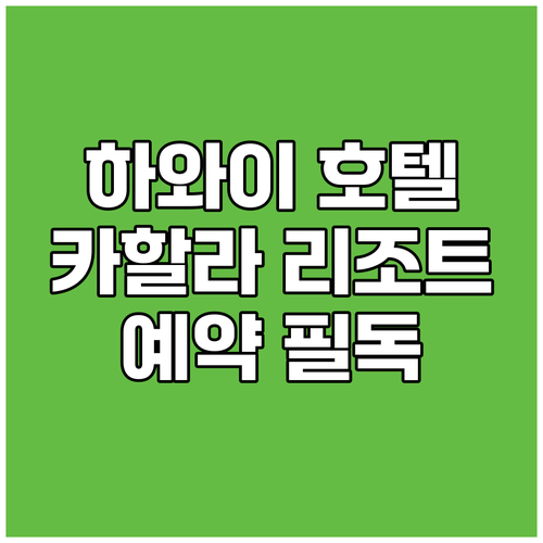 하와이 호텔 예약 전 필독! 더 카할