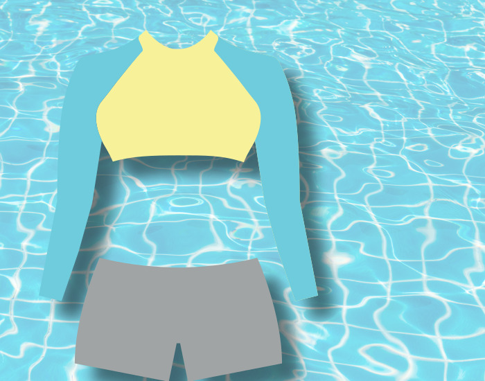 수영장배경 파란색 래쉬가드