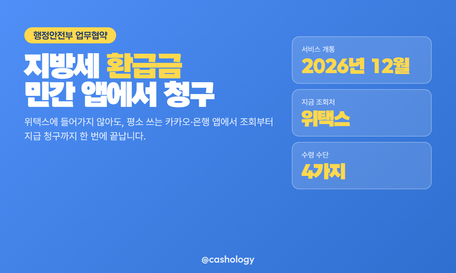 지방세 환급금 민간 앱 조회 청구 서비스 정리 카드