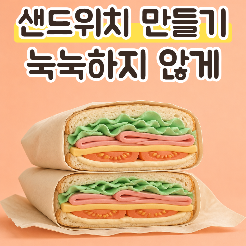 종이 포장지에 싸여 반으로 잘린 샌드위치 단면
