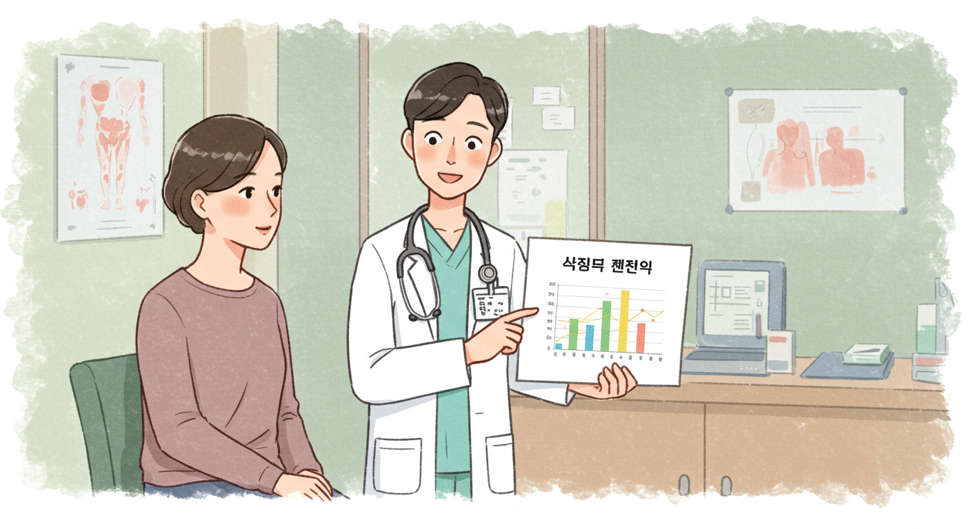 본인부담상한제 제도를 설명하는 의사와 환자