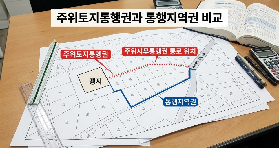 지적도로 보는 주위토지통행권 통로 위치