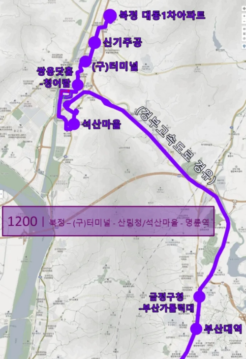 양산 1200번 버스 노선도