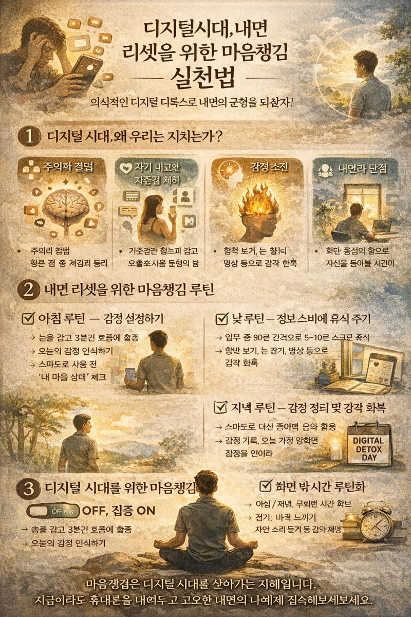 디지털 시대 마음챙김 (내면 리셋 팁) 관련 이미지