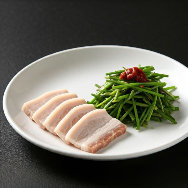 삼겹살 편육과 실부추무침