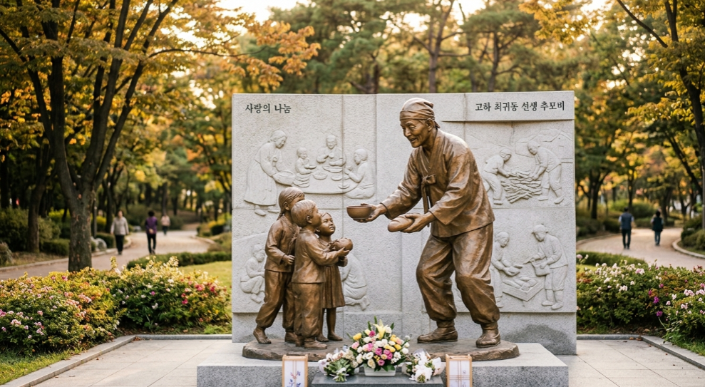 [故최귀동 할아버지의 따뜻한 나눔을 상징하는 조형물이나 벽화 모습