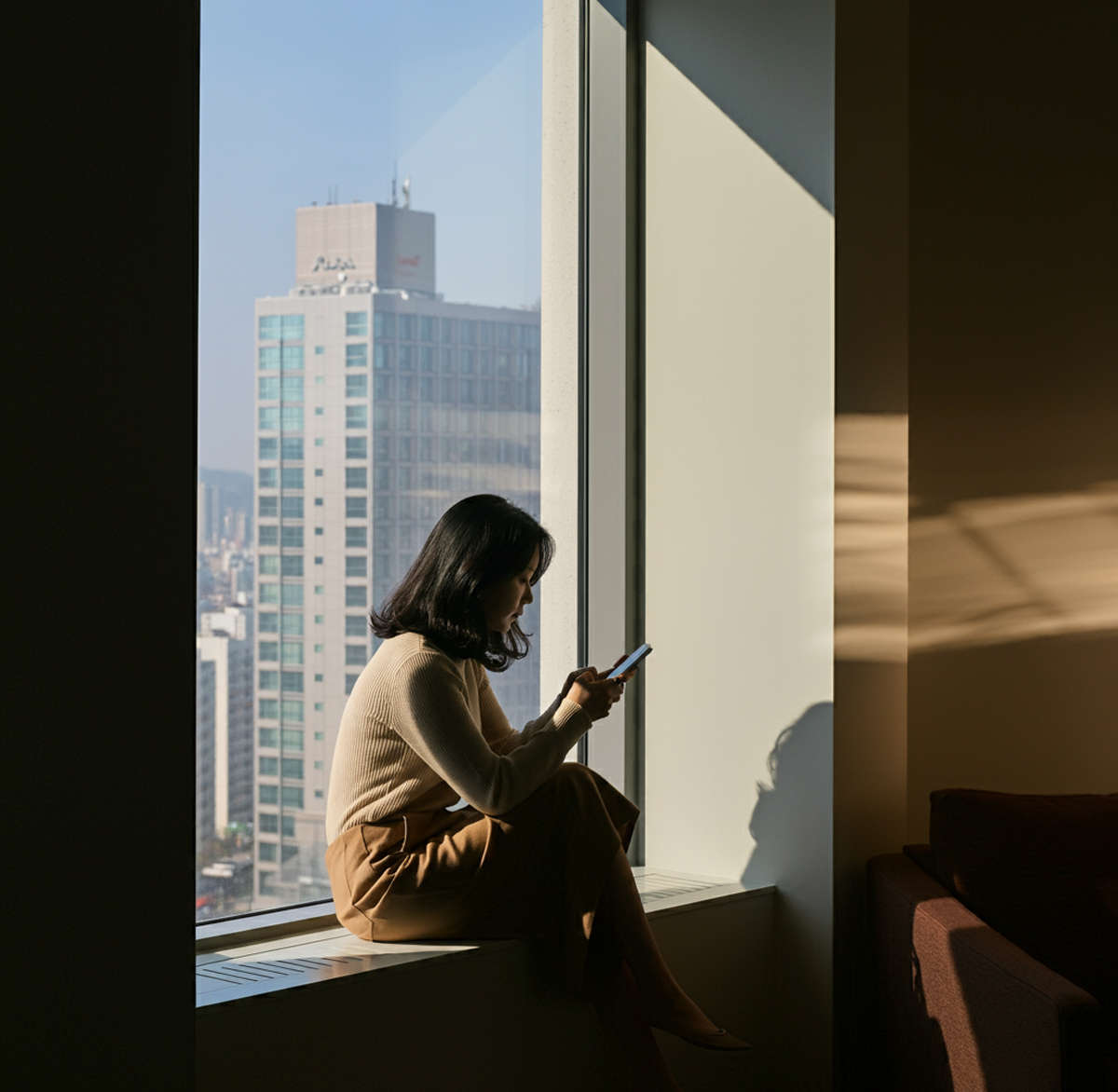 휴대폰으로-인스타그램화면-보는-한국여자10