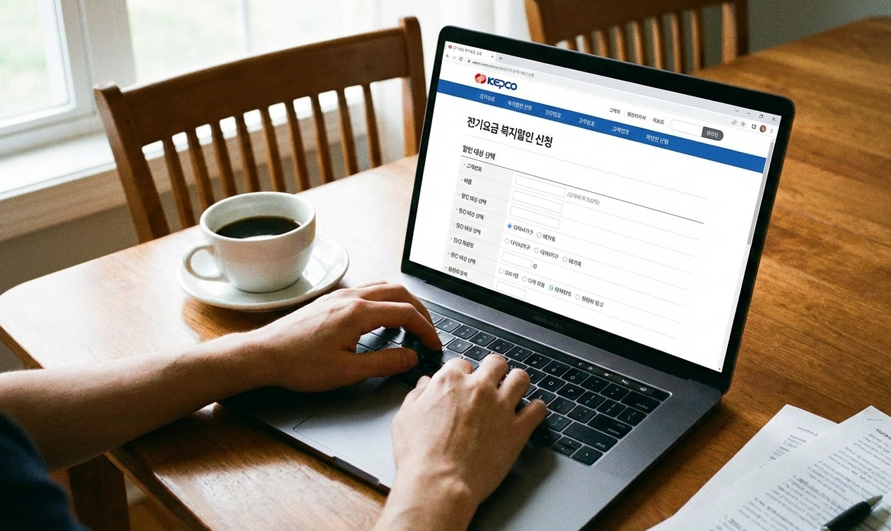 한전ON 홈페이지에서 전기요금 할인 신청 화면 예시