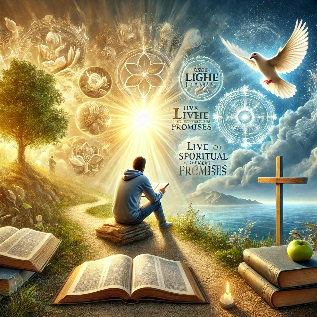 Here is the inspiring image depicting a person deeply reflecting on spiritual teachings and striving to live a life aligned with divine promises, inspired by 2 Corinthians 6:18 and 7:1. The scene illustrates the individual's commitment to spiritual growth and separation from worldly values.