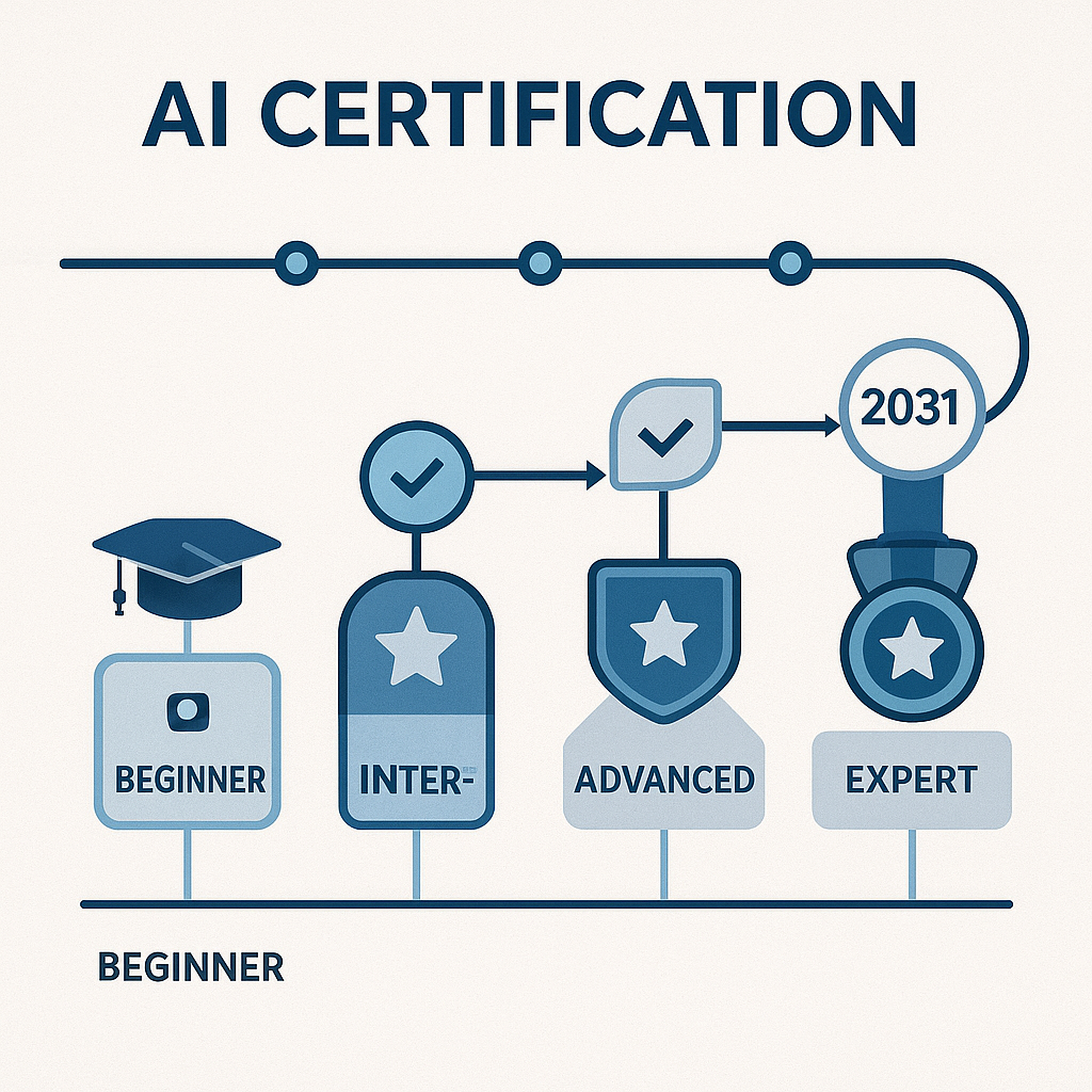 AI 자격증 취득을 위한 단계별 학습 로드맵 다이어그램