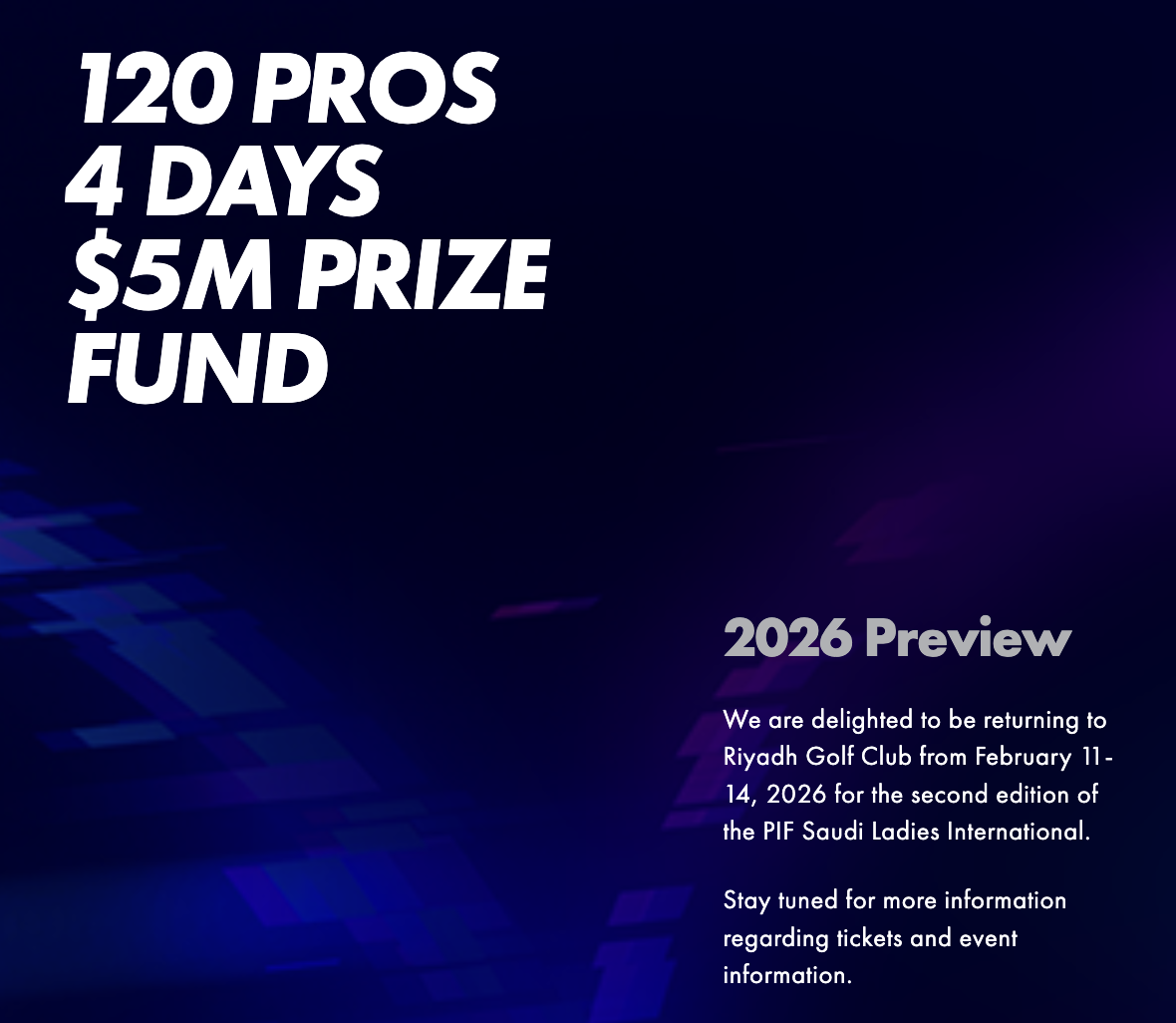 2026 PIF 사우디 레이디스 인터내셔널 공식 프리뷰(출처.공식홈페이지)