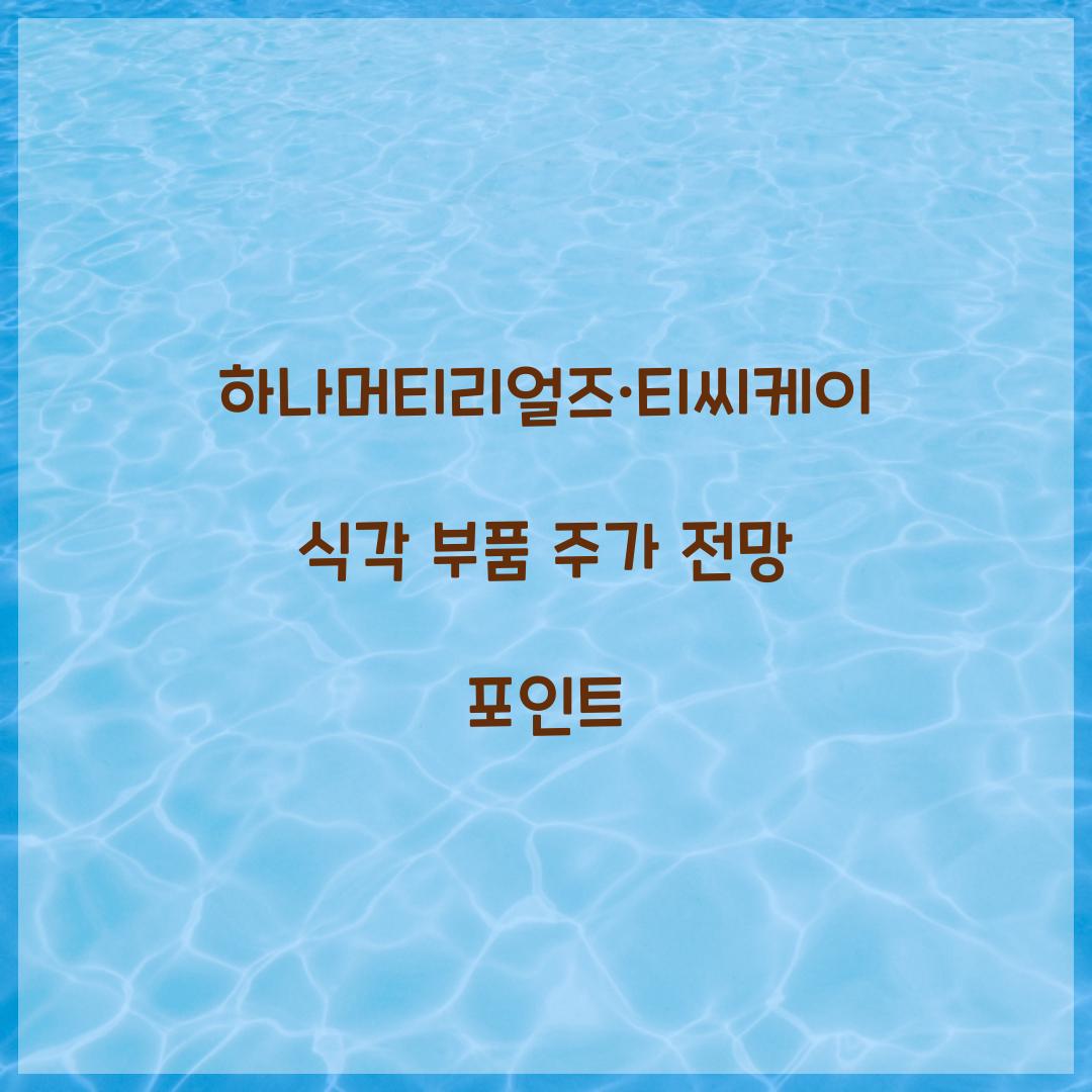 하나머티리얼즈·티씨케이 식각 부품 주가 전망