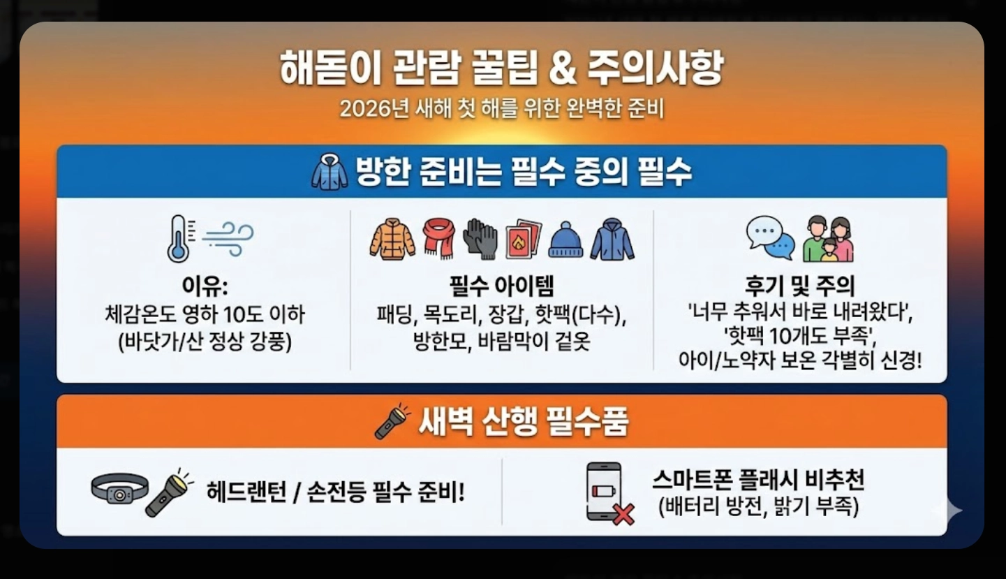 2026년 지역별 해돋이 시간 완벽 정리