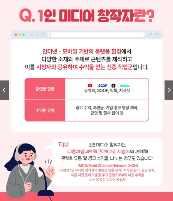 1인 미디어 창작자 설명 배너