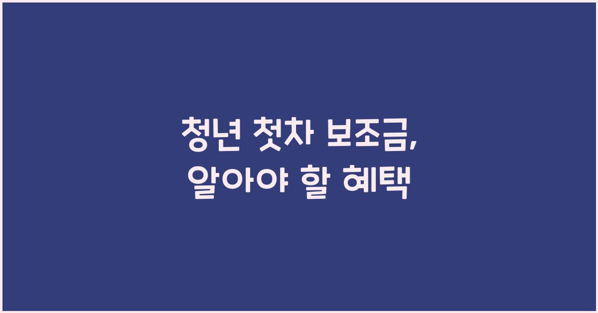청년 첫차 보조금
