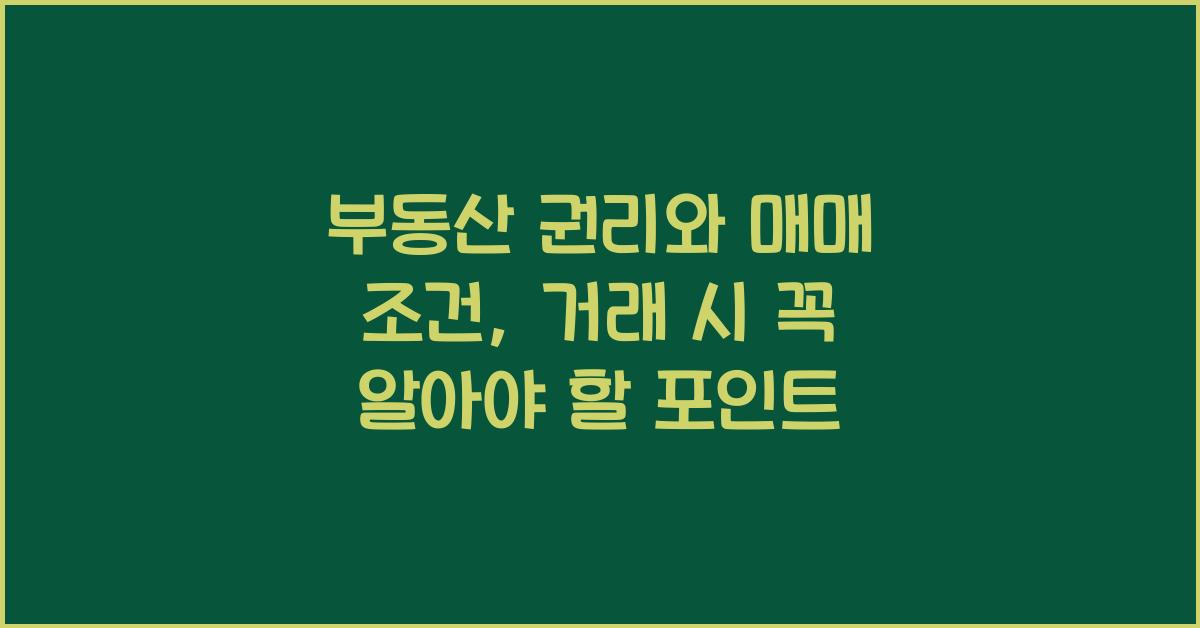 부동산 권리와 매매 조건